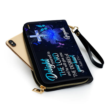 Jesuspirit | Personalized Clutch Purse | Psalm 37:4 | Delight Yourself In The Lord H39