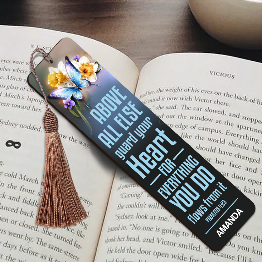 Personalized Wooden Bookmarks - Guard Your Heart HN29