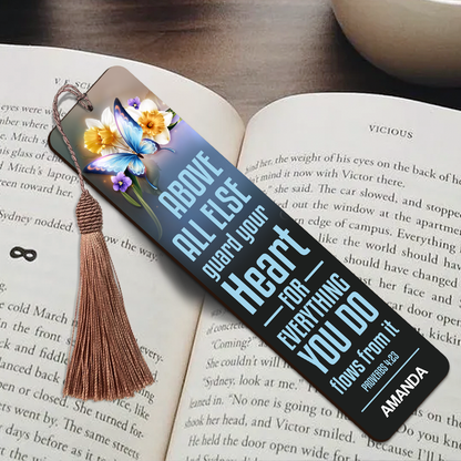 Personalized Wooden Bookmarks - Guard Your Heart HN29