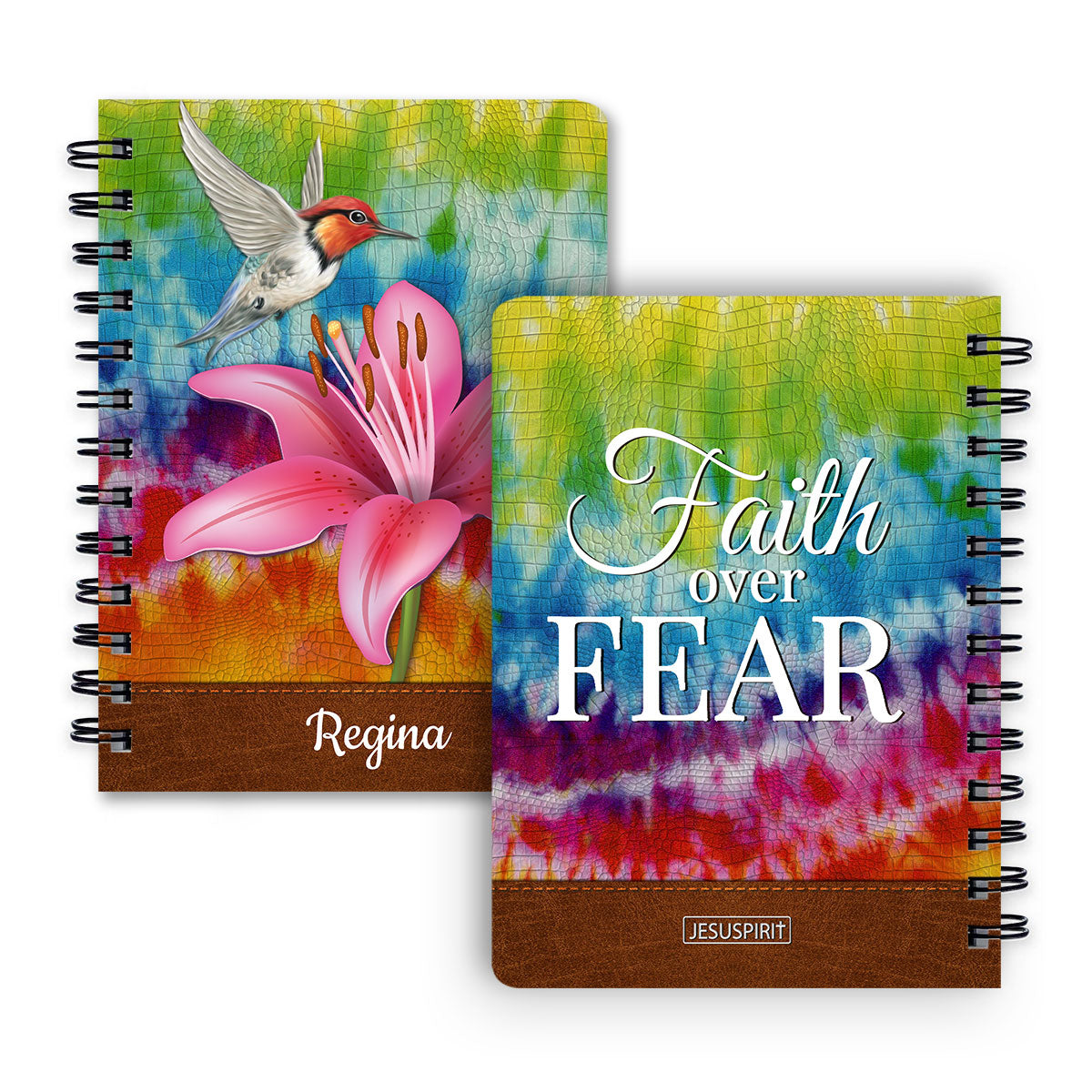 Beautiful Personalized Spiral Journal - Faith Over Fear H09