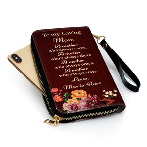Jesuspirit | To My Loving Mom | Meaningful Christian Gift From Child To Mother | Zippered Leather Clutch Purse NUHN372B