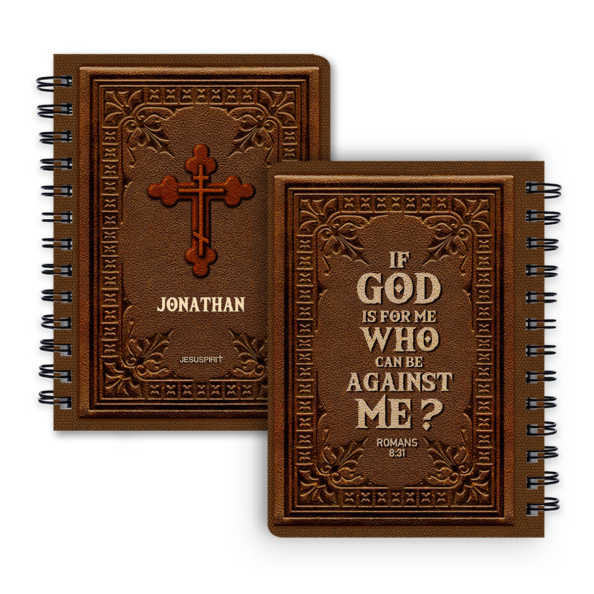 Jesuspirit Personalized Spiral Journal | Who Can Be Against Us | Romans 8:31 | Religious Gifts For Christian People SJH726