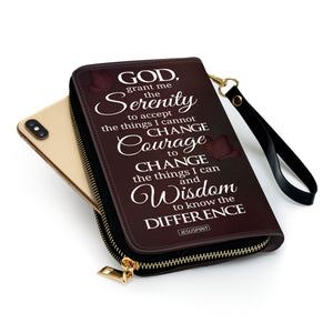 Jesuspirit | Spiritual Gifts For Christian Women | Personalized Zippered Leather Clutch Purse | God, Grant Me The Serenity To Accept The Things I Cannot Change NUH321H