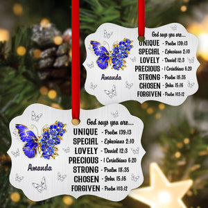 God Says You Are Lovely - Pretty Personalized Floral Butterfly Aluminium Ornament NUH140A