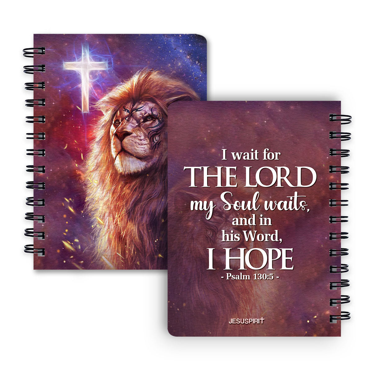 Jesuspirit Spiral Journal | Inspirational Gifts For Christian Friends | Psalm 130:5 | Lion & Cross SJH735