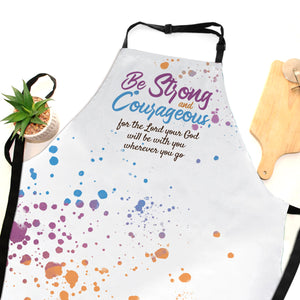 Jesuspirit | Be Strong And Courageous | Joshua 1:9 | Meaningful Gift For Christians | Apron With Tie Back Closure HN116