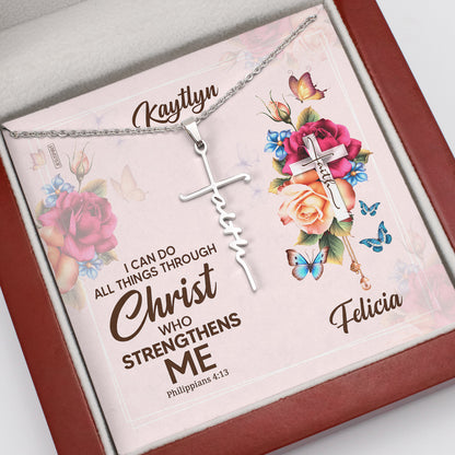 I Can Do All Things Through Christ - Special Personalized Faith Cross Necklace FC02