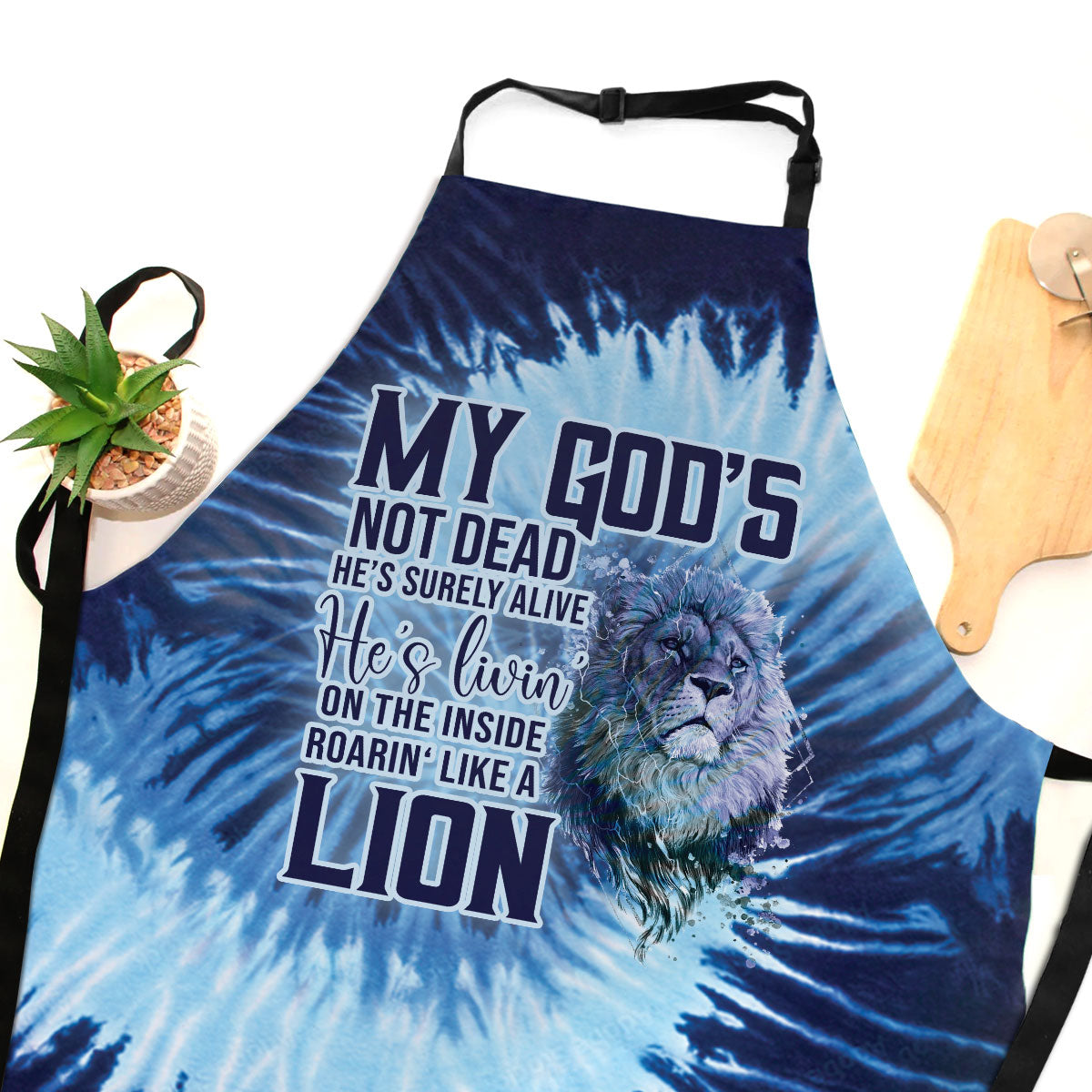 Jesuspirit | My God's Not Dead | Blue Apron With Neck Strap | Faithful Gift For Christian Friends AHM14