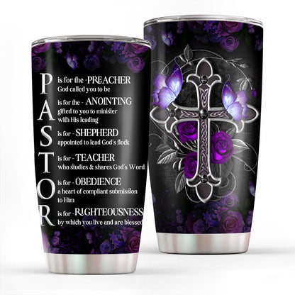 Jesuspirit | Cross Stainless Steel Tumbler 20oz | Gift For Pastors | Rose And Butterfly SSTH713