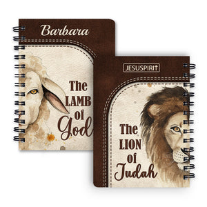 Lovely Personalized Spiral Journal - The Lion Of Judah The Lamb Of God HIHN319