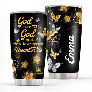 Jesuspirit | Personalized Butterfly Stainless Steel Tumbler 20oz | God Made You God Made Me | Religious Couple Gifts For Christians SSTHN664