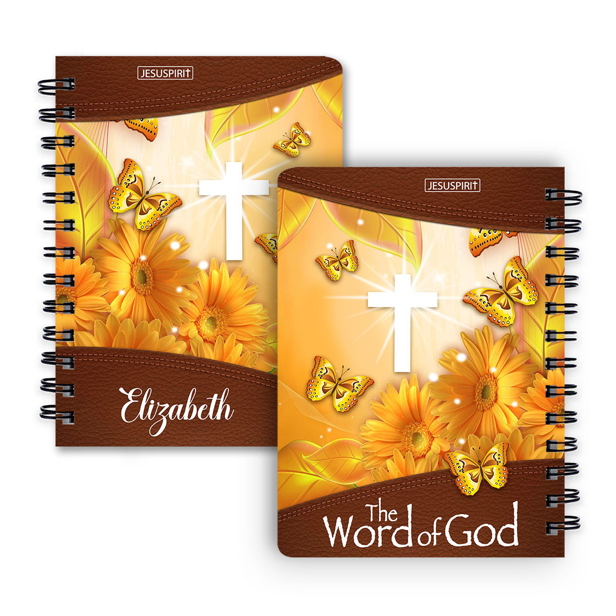 The Word Of God - Lovely Personalized Flower Spiral Journal I05