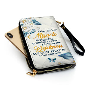 Jesuspirit | Way Maker And Miracle Worker | Flower And Butterfly | Personalized Leather Clutch Purse CPHN612