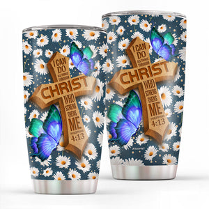 Jesuspirit | Daisy Stainless Steel Tumbler 20oz | Philippians 4:13 | I Can Do All Things Through Christ | Christian Gift Ideas For Relatives SSTH782