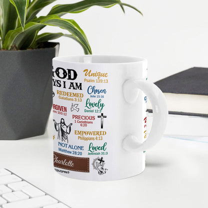 Jesuspirit | Personalized Christian Ceramic Mug | What God Says About You | Bible Verse On Gift For Christian People CCMH742