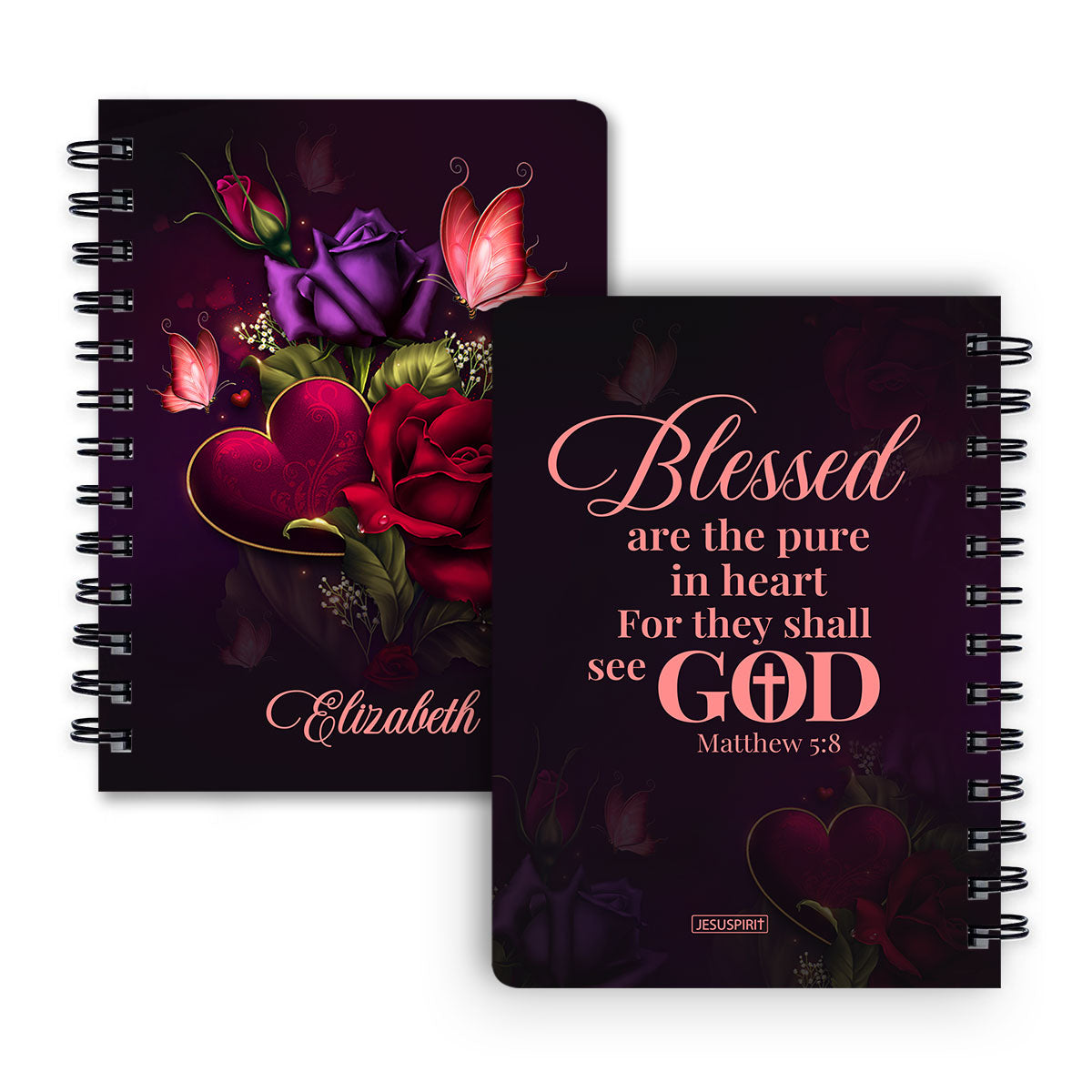 Blessed Are The Pure In Heart For They Shall See God - Lovely Personalized Spiral Journal NUH472