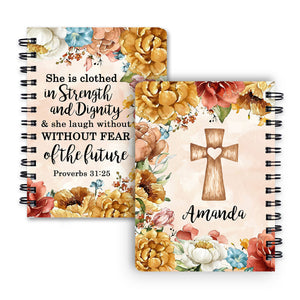 Jesuspirit | Personalized Flower Spiral Journal | Proverbs 31:25 | Spiritual Gifts For Christian Women SJHN651