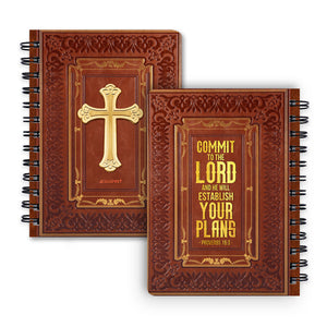 Jesuspirit Cross Spiral Journal | Inspirational Gifts For Christians | Proverbs 16:3 | Commit To The Lord And He Will Establish Your Plans SJH722