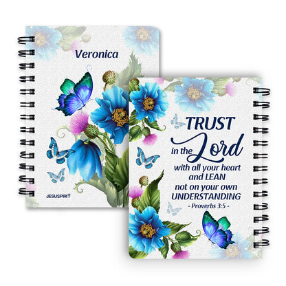 Jesuspirit | Trust In The Lord With All Your Heart | Proverbs 3:5 | Gift For Religious Woman | Personalized Spiral Journal SJH734