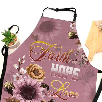 Jesuspirit | Faith Hope Love | Pink Apron With Neck Strap | Useful Gift For Christian People AHM16