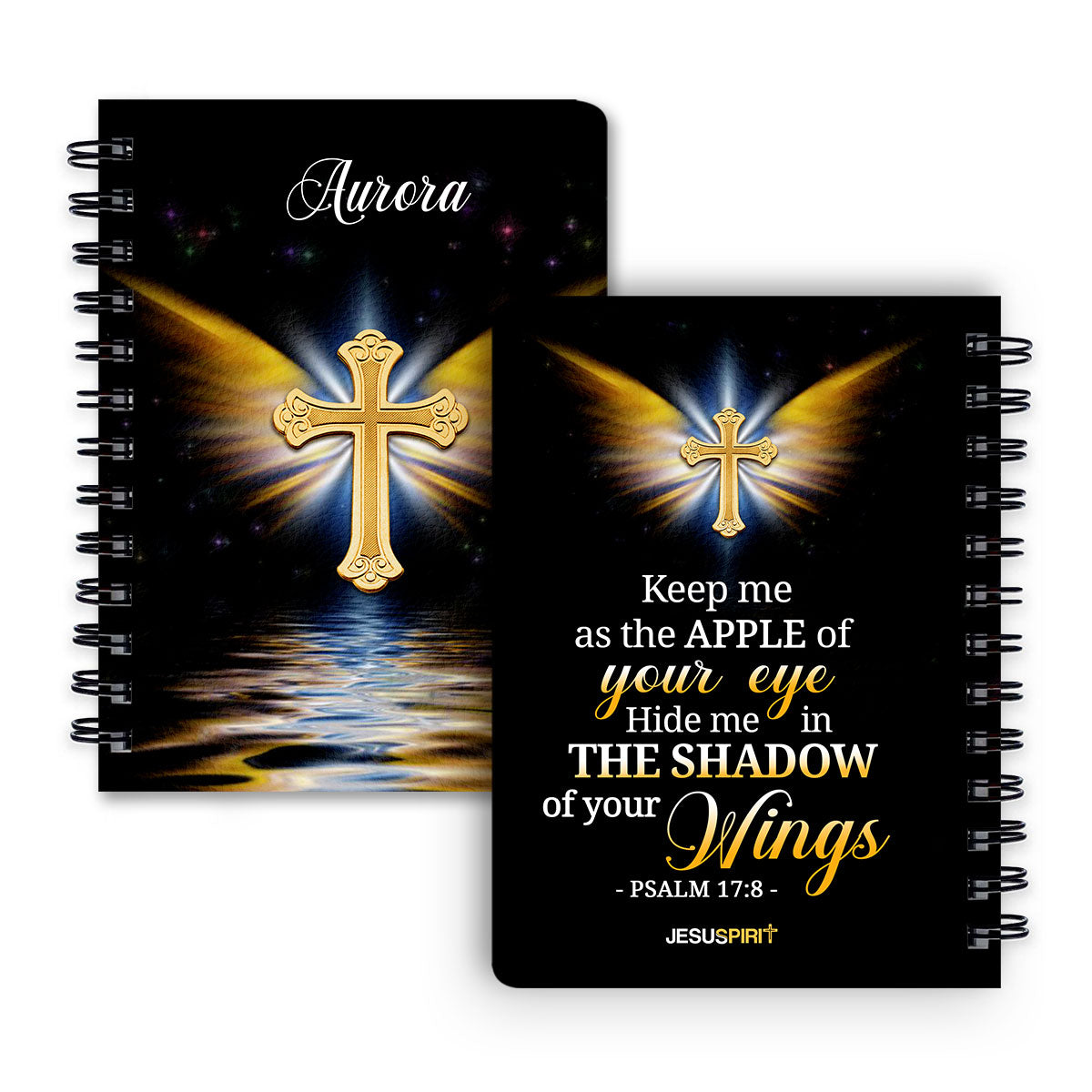 Jesuspirit | Psalm 17:8 | Personalized Spiral Journal | Hide Me In The Shadow Of Your Wings | Spiritual Gifts For Christian People SJH779