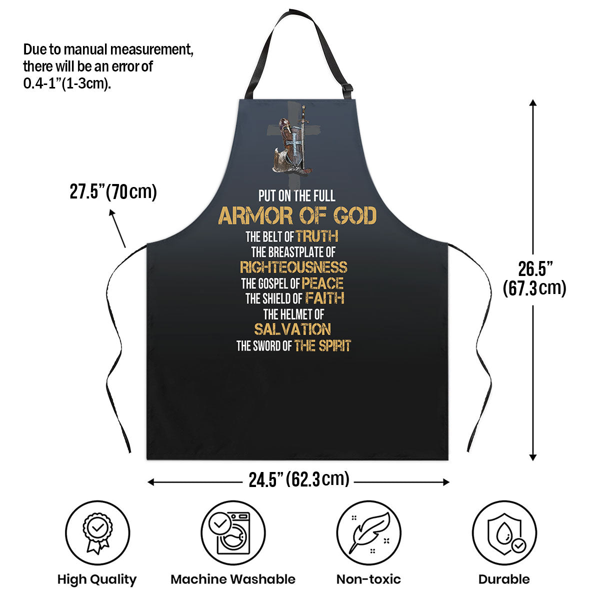 Jesuspirit | Put On The Full Armor Of God | Apron With Neck Strap | Faithful Gift For Christian People AHM27