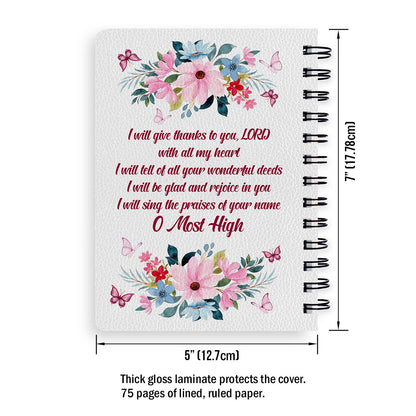 Jesuspirit | Personalized Spiral Journal | Flower & Butterfly | Psalms 9:1 | Christian Gifts For Family SJH732