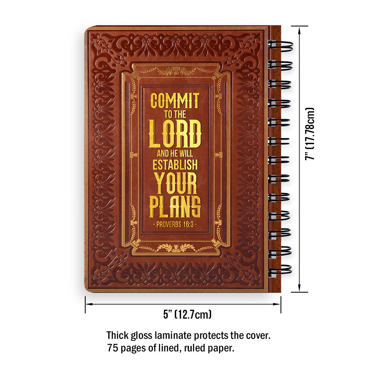 Jesuspirit Cross Spiral Journal | Inspirational Gifts For Christians | Proverbs 16:3 | Commit To The Lord And He Will Establish Your Plans SJH722