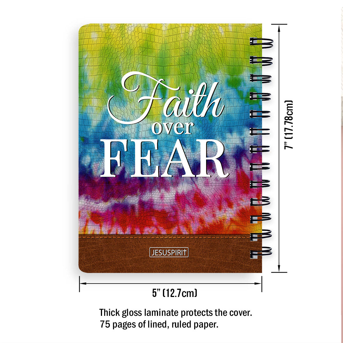 Beautiful Personalized Spiral Journal - Faith Over Fear H09