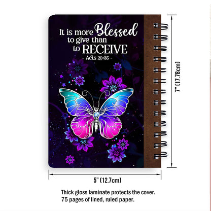 Jesuspirit Personalized Flower Spiral Journal | It Is More Blessed To Give Than To Receive | Acts 20:35 H38