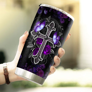 Jesuspirit | Cross Stainless Steel Tumbler 20oz | Gift For Pastors | Rose And Butterfly SSTH713