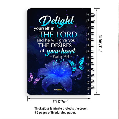 Jesuspirit | Delight Yourself In The Lord | Psalm 37:4 | Personalized Lily Spiral Journal H39