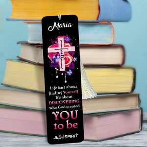 Jesuspirit | Personalized Black Wooden Bookmark | Faith Cross And Roses HN125