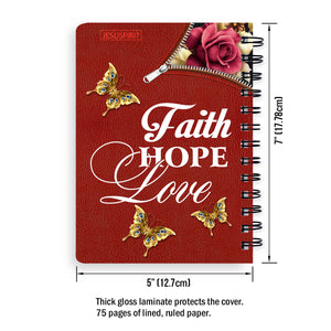 Gorgeous Personalized Rose Spiral Journal - Faith, Hope, Love I06