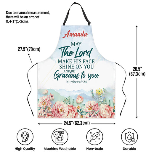 Jesuspirit | May The Lord Make His Face Shine On You | Numbers 6:24 | Personalized Flower Apron With Neck Strap APRM653