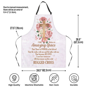 Jesuspirit | Apron With Neck Strap | Flower And Cross | I Still Believe In Amazing Grace A15