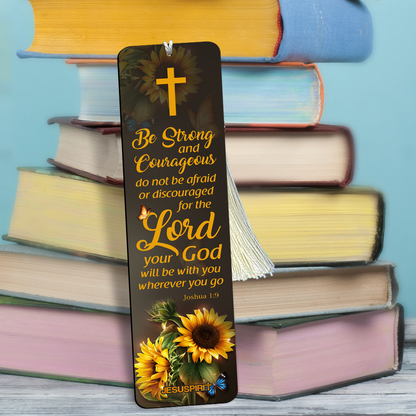 Meaningful Personalized Wooden Bookmarks - Be Strong And Courageous HN30