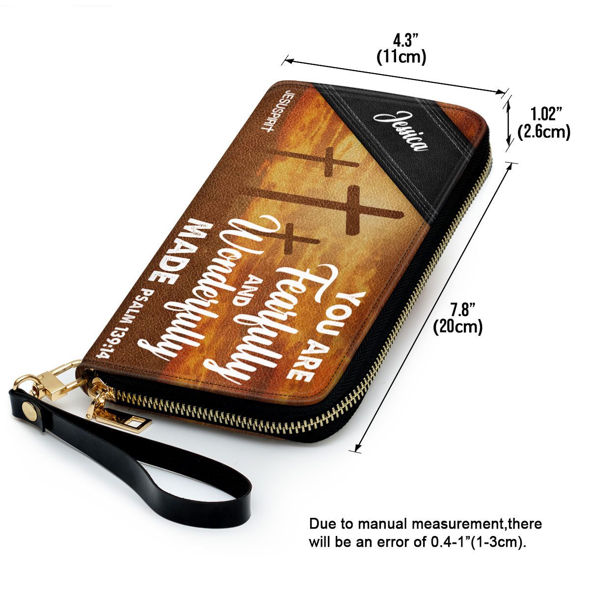 Jesuspirit | You Are Fearfully And Wonderfully Made | Psalm 139:14 | Personalized Cross Clutch Purse HN148