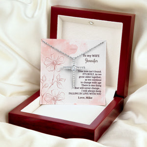 I Will Always Keep Falling In Love With You - Beautiful Personalized CZ Cross For Wife NUH418