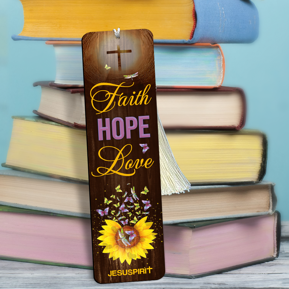 Meaningful Personalized Wooden Bookmarks - Faith Hope Love BM18