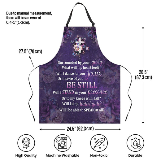 Jesuspirit | Surrounded By Your Glory | Apron With Neck Strap | Rose And Cross | Meaningful Gift For Christians HH175B