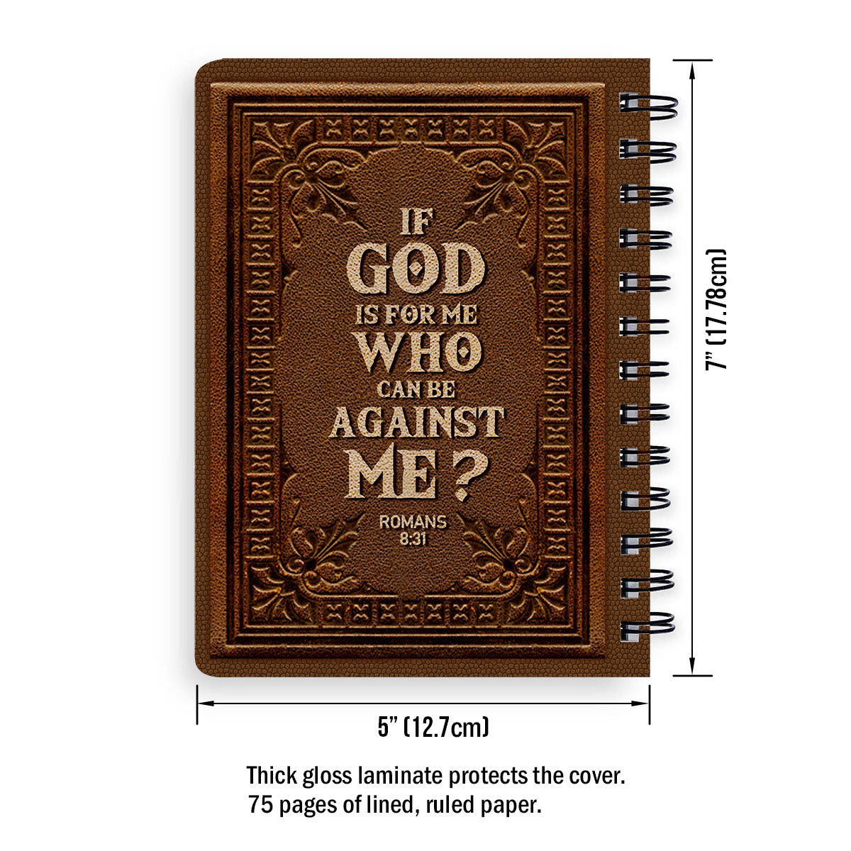 Jesuspirit Personalized Spiral Journal | Who Can Be Against Us | Romans 8:31 | Religious Gifts For Christian People SJH726