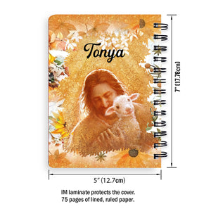 Jesuspirit Personalized Sunflower Spiral Journal | Special Gift For Christian People | God And Lamb | Faith Over Fear SJ2