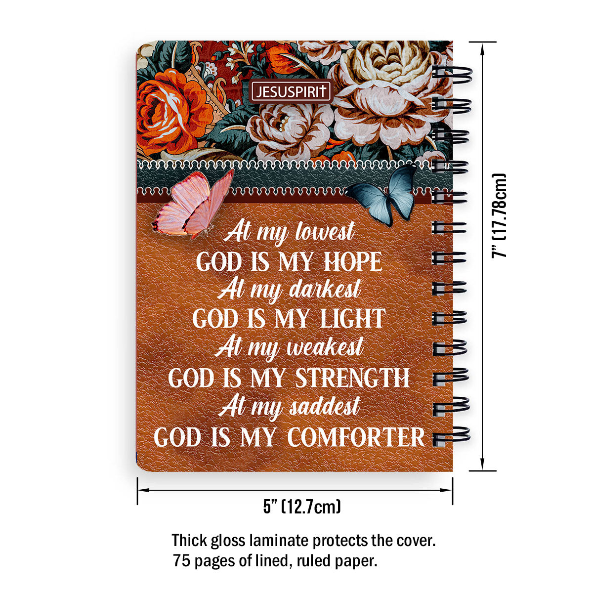 Special Personalized Butterfly Spiral Journal - At My Darkest God Is My Light AM282