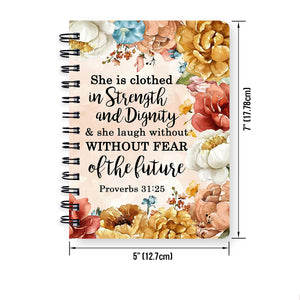 Jesuspirit | Personalized Flower Spiral Journal | Proverbs 31:25 | Spiritual Gifts For Christian Women SJHN651
