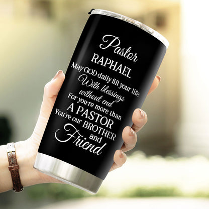 Jesuspirit | Personalized Stainless Steel Tumbler 20oz For Pastor | Cross & Lion | You Are Our Brother And Friend SSTH714