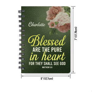 Jesuspirit | Personalized Spiral Journal | Matthew 5:8 | Inspirational Christ Gifts For Everyone | Blessed Are The Pure In Heart SJHN676