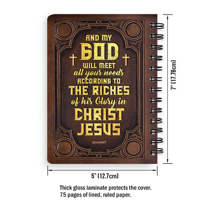 Jesuspirit | Personalized Shining Cross Spiral Journal | Philippians 4:19 | Religious Gifts For Christian People SJH723