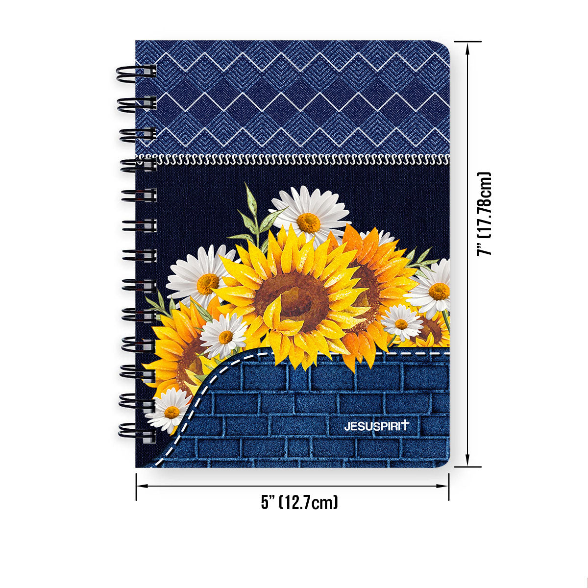 Jesuspirit | Christian Spiritual Gifts For Friends | Personalized Sunflower Spiral Journal | Faith Over Fear SJHN674