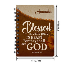 Jesuspirit | Matthew 5:8 | Flower And Cross | Blessed Are The Pure In Heart | Beautiful Personalized Flower Spiral Journal SJHN609